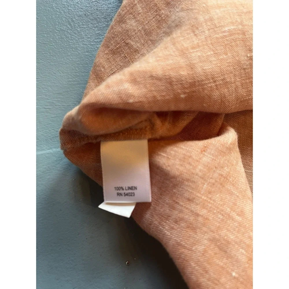 Banana Republic 100% Linen Men's Shirt Medium Salmon Pink Short Sleeve Button Up